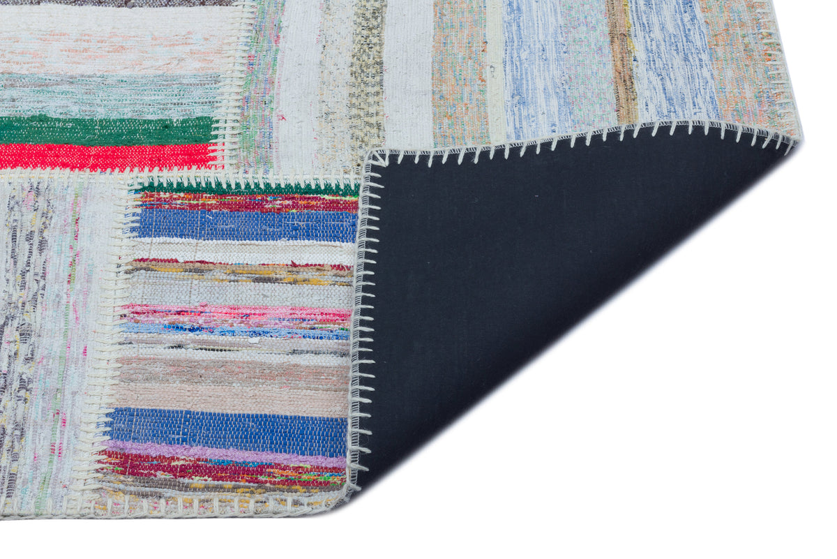 Striped Over Dyed Kilim Patchwork Unique Rug 5&#39;3&#39;&#39; x 7&#39;3&#39;&#39; ft 160 x 220 cm