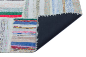Striped Over Dyed Kilim Patchwork Unique Rug 5'3'' x 7'3'' ft 160 x 220 cm