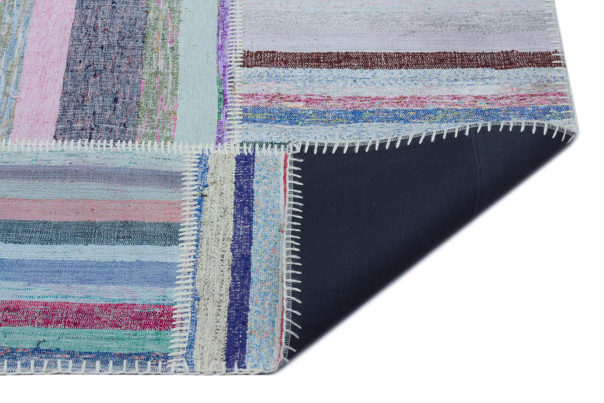 Striped Over Dyed Kilim Patchwork Unique Rug 5&#39;3&#39;&#39; x 7&#39;3&#39;&#39; ft 160 x 222 cm