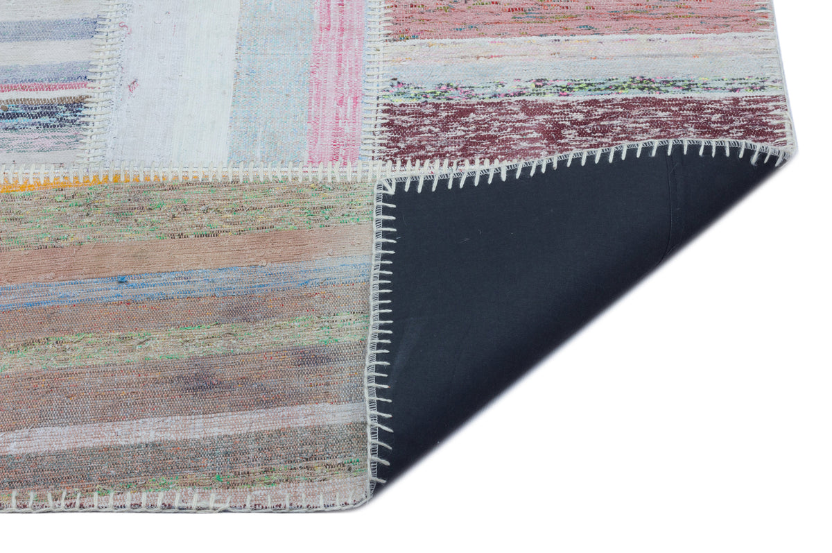 Striped Over Dyed Kilim Patchwork Unique Rug 5&#39;3&#39;&#39; x 7&#39;5&#39;&#39; ft 160 x 226 cm