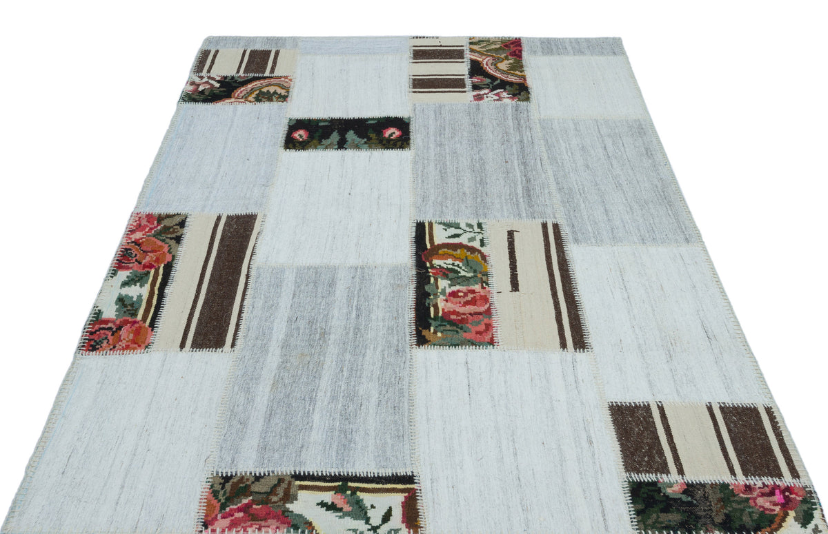 Karabakh Over Dyed Kilim Patchwork Unique Rug 4&#39;12&#39;&#39; x 7&#39;1&#39;&#39; ft 152 x 217 cm