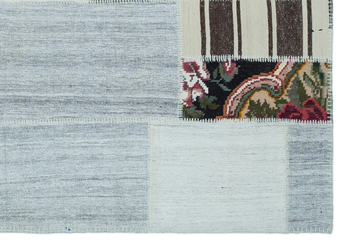 Karabakh Over Dyed Kilim Patchwork Unique Rug 4&#39;12&#39;&#39; x 7&#39;1&#39;&#39; ft 152 x 217 cm