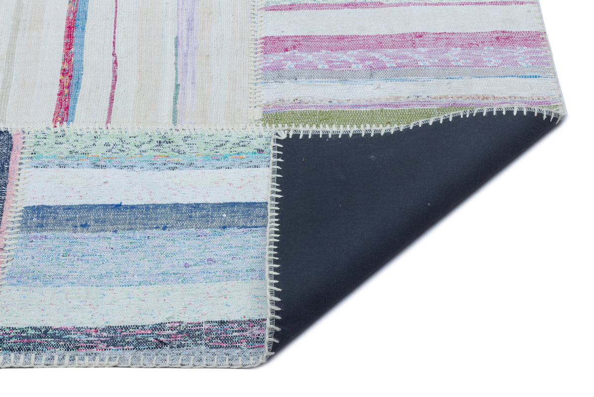 Striped Over Dyed Kilim Patchwork Unique Rug 5&#39;3&#39;&#39; x 7&#39;7&#39;&#39; ft 160 x 230 cm