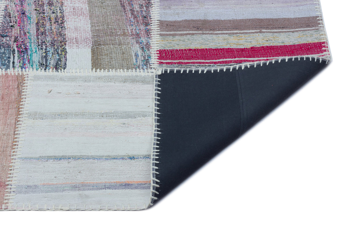 Striped Over Dyed Kilim Patchwork Unique Rug 5&#39;3&#39;&#39; x 7&#39;5&#39;&#39; ft 160 x 225 cm