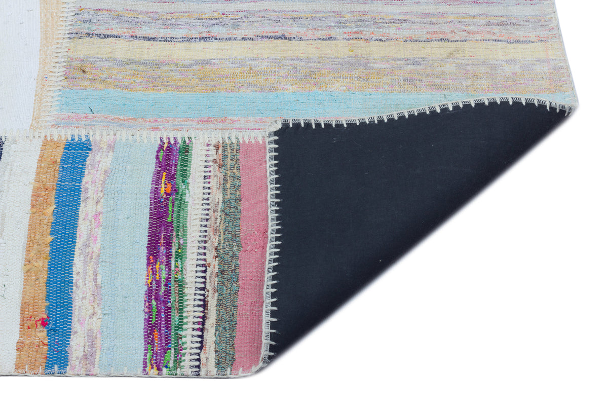 Striped Over Dyed Kilim Patchwork Unique Rug 5&#39;3&#39;&#39; x 7&#39;5&#39;&#39; ft 160 x 225 cm