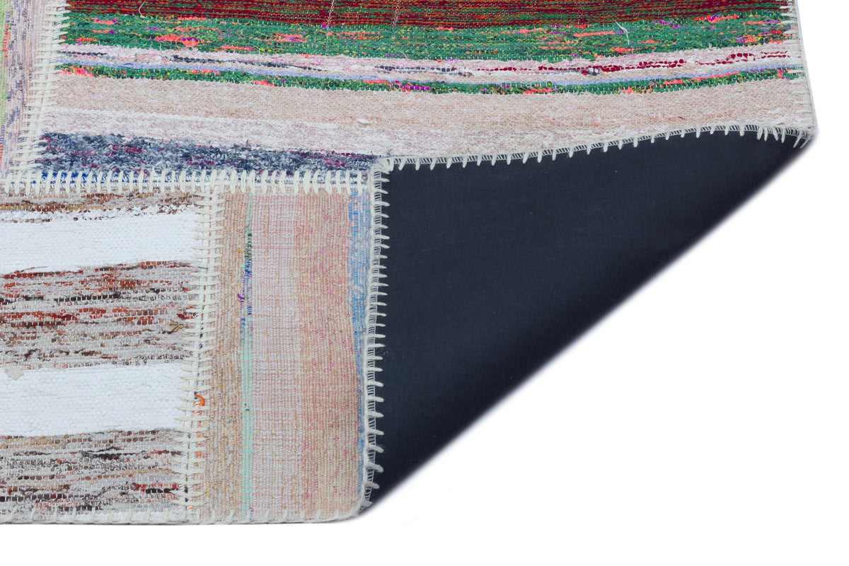 Striped Over Dyed Kilim Patchwork Unique Rug 5&#39;3&#39;&#39; x 7&#39;7&#39;&#39; ft 160 x 230 cm