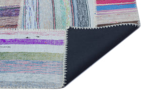 Striped Over Dyed Kilim Patchwork Unique Rug 5'3'' x 7'4'' ft 160 x 224 cm