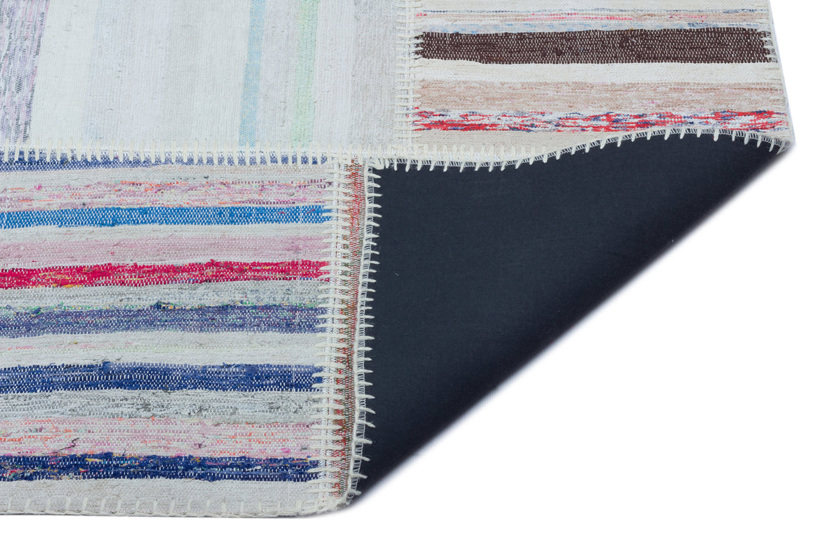 Striped Over Dyed Kilim Patchwork Unique Rug 5&#39;3&#39;&#39; x 7&#39;3&#39;&#39; ft 160 x 222 cm