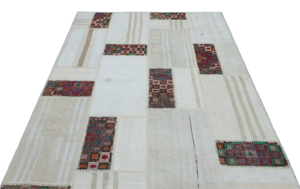 Mixed Over Dyed Kilim Patchwork Unique Rug 5&#39;3&#39;&#39; x 7&#39;8&#39;&#39; ft 160 x 233 cm