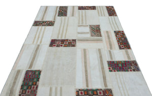 Mixed Over Dyed Kilim Patchwork Unique Rug 5'3'' x 7'9'' ft 160 x 235 cm