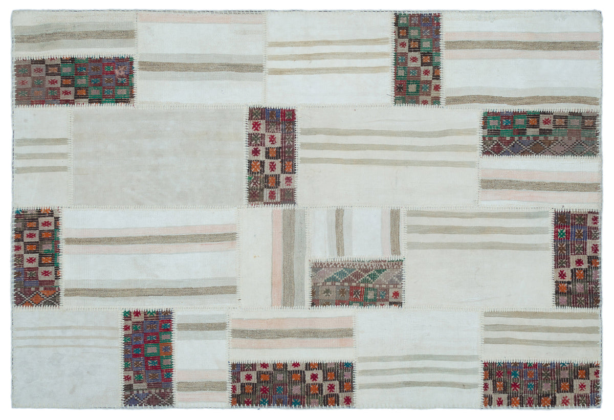 Mixed Over Dyed Kilim Patchwork Unique Rug 5&#39;3&#39;&#39; x 7&#39;9&#39;&#39; ft 160 x 235 cm