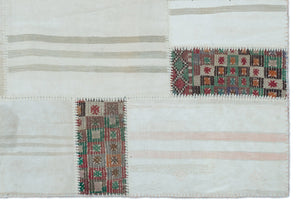 Mixed Over Dyed Kilim Patchwork Unique Rug 5'3'' x 7'8'' ft 160 x 233 cm
