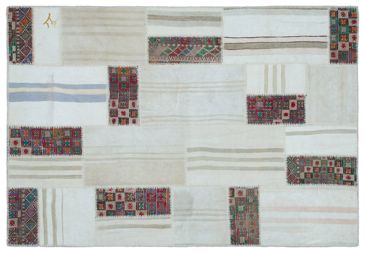 Mixed Over Dyed Kilim Patchwork Unique Rug 5&#39;3&#39;&#39; x 7&#39;8&#39;&#39; ft 160 x 233 cm