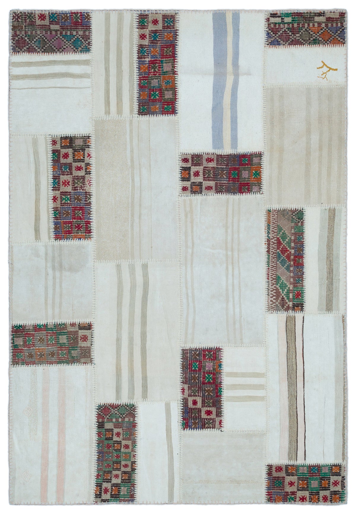 Mixed Over Dyed Kilim Patchwork Unique Rug 5&#39;3&#39;&#39; x 7&#39;8&#39;&#39; ft 160 x 233 cm