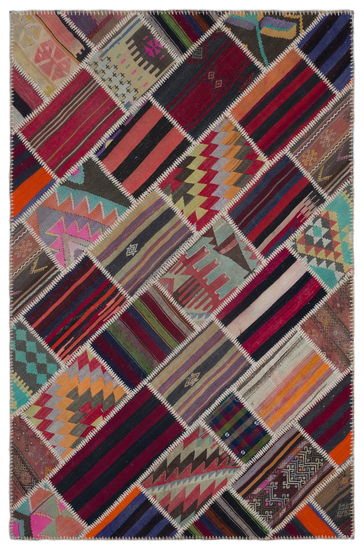 Naturel Over Dyed Kilim Patchwork Unique Rug 5&#39;1&#39;&#39; x 7&#39;9&#39;&#39; ft 155 x 237 cm