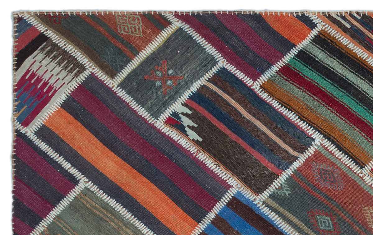 Naturel Over Dyed Kilim Patchwork Unique Rug 4&#39;11&#39;&#39; x 7&#39;10&#39;&#39; ft 150 x 238 cm