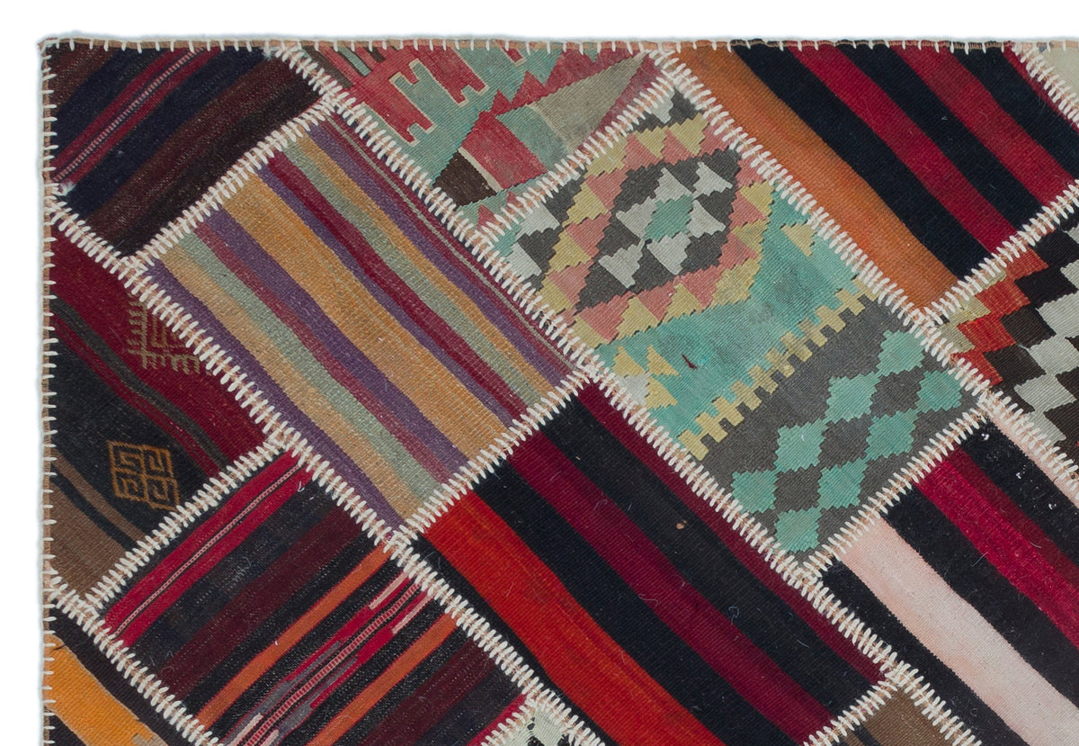 Naturel Over Dyed Kilim Patchwork Unique Rug 5&#39;3&#39;&#39; x 7&#39;9&#39;&#39; ft 160 x 236 cm