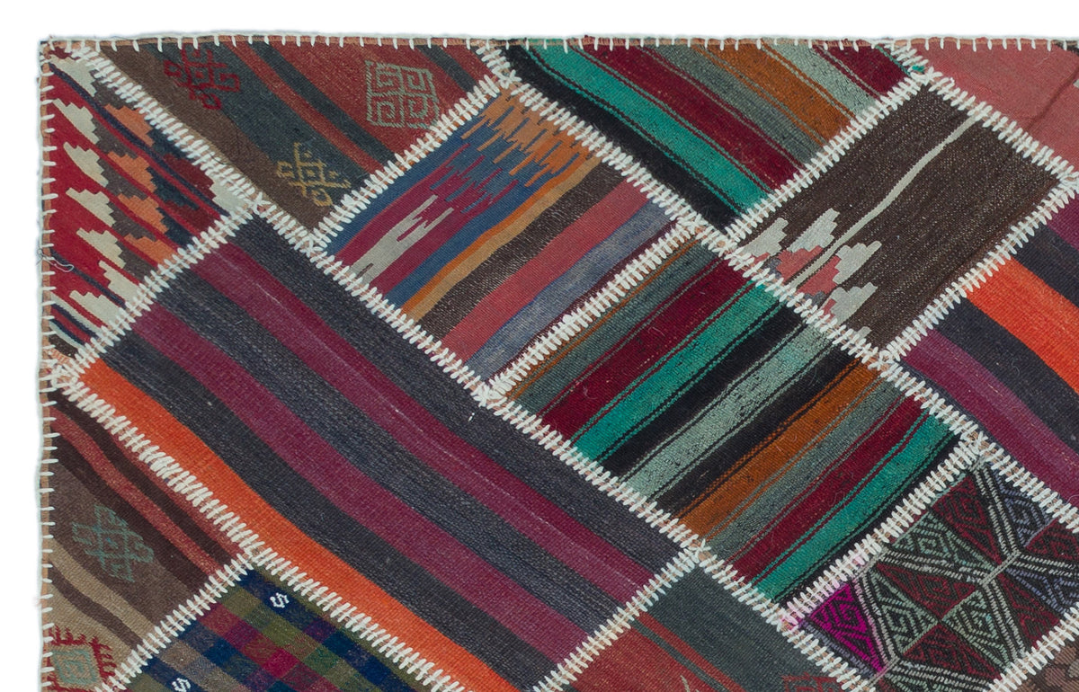 Naturel Over Dyed Kilim Patchwork Unique Rug 5&#39;1&#39;&#39; x 7&#39;11&#39;&#39; ft 156 x 242 cm