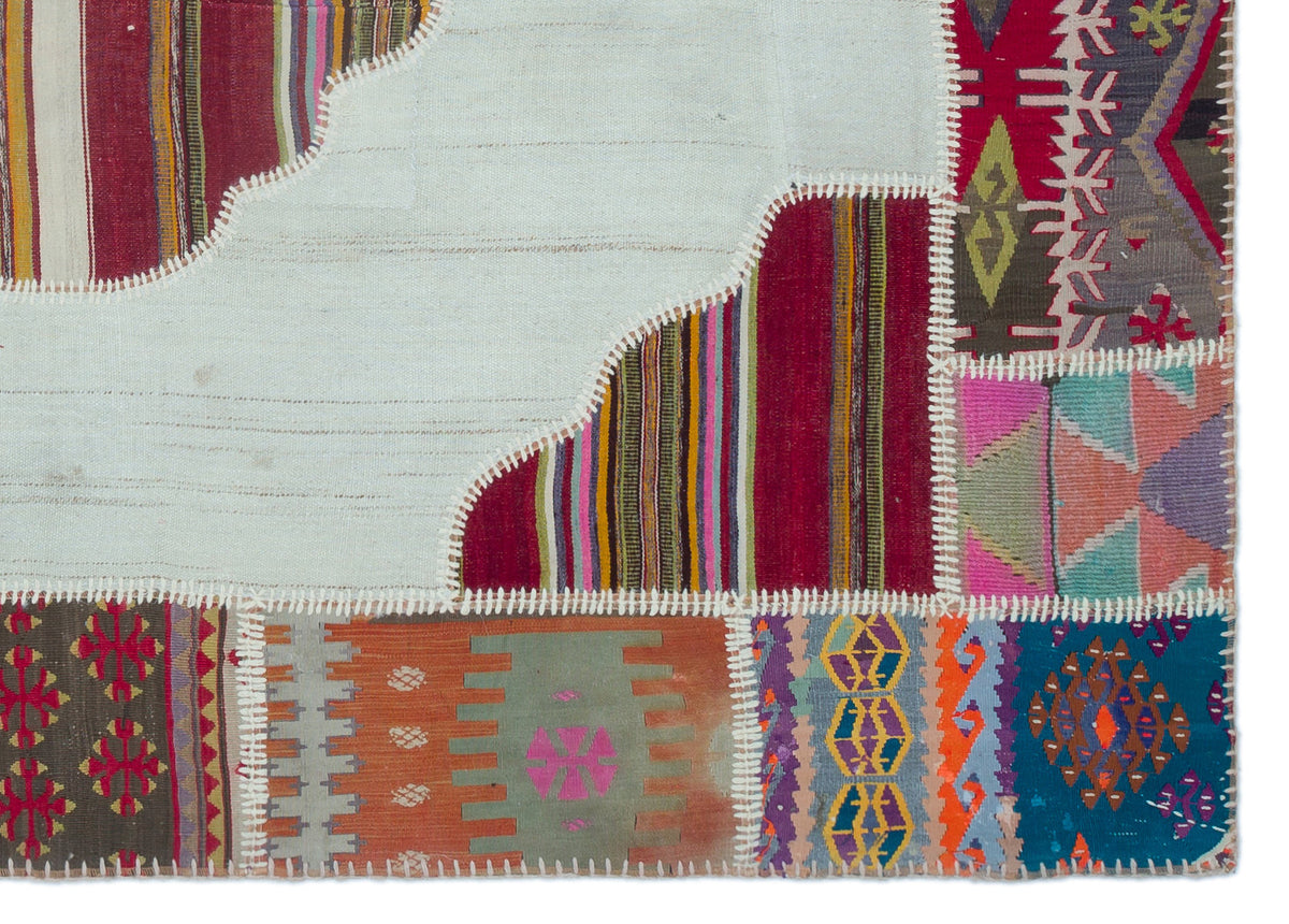 Naturel Over Dyed Kilim Patchwork Unique Rug 5&#39;5&#39;&#39; x 7&#39;9&#39;&#39; ft 165 x 236 cm