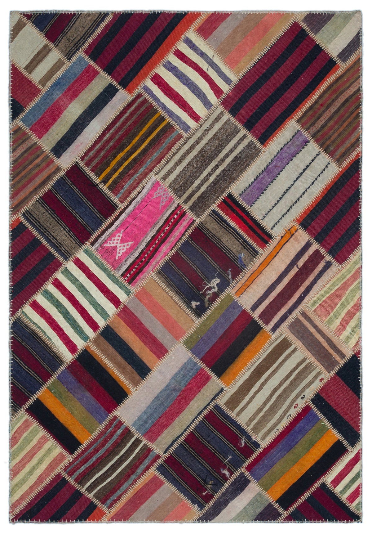 Naturel Over Dyed Kilim Patchwork Unique Rug 5&#39;3&#39;&#39; x 7&#39;5&#39;&#39; ft 160 x 226 cm