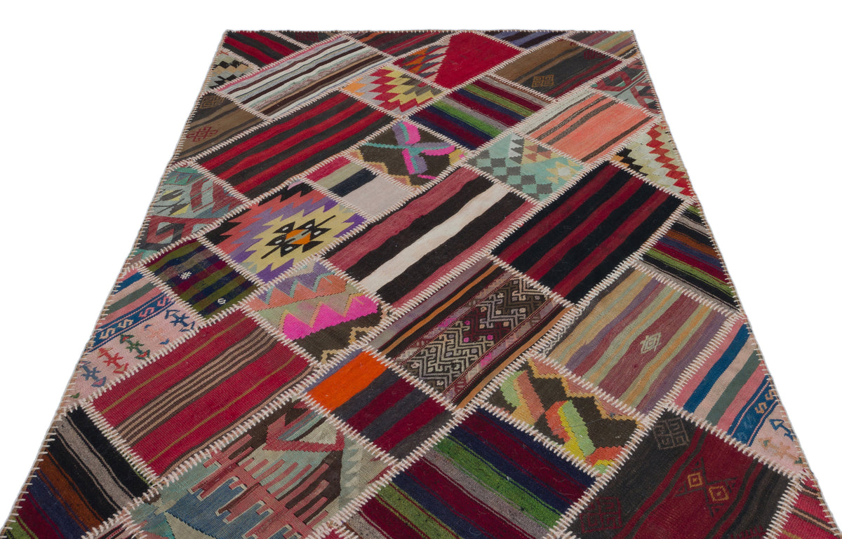 Naturel Over Dyed Kilim Patchwork Unique Rug 5&#39;1&#39;&#39; x 7&#39;11&#39;&#39; ft 154 x 242 cm