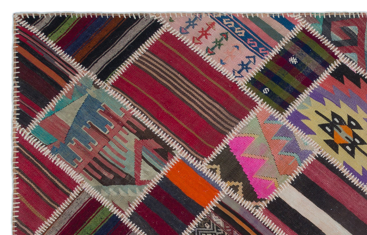 Naturel Over Dyed Kilim Patchwork Unique Rug 5&#39;1&#39;&#39; x 7&#39;11&#39;&#39; ft 154 x 242 cm