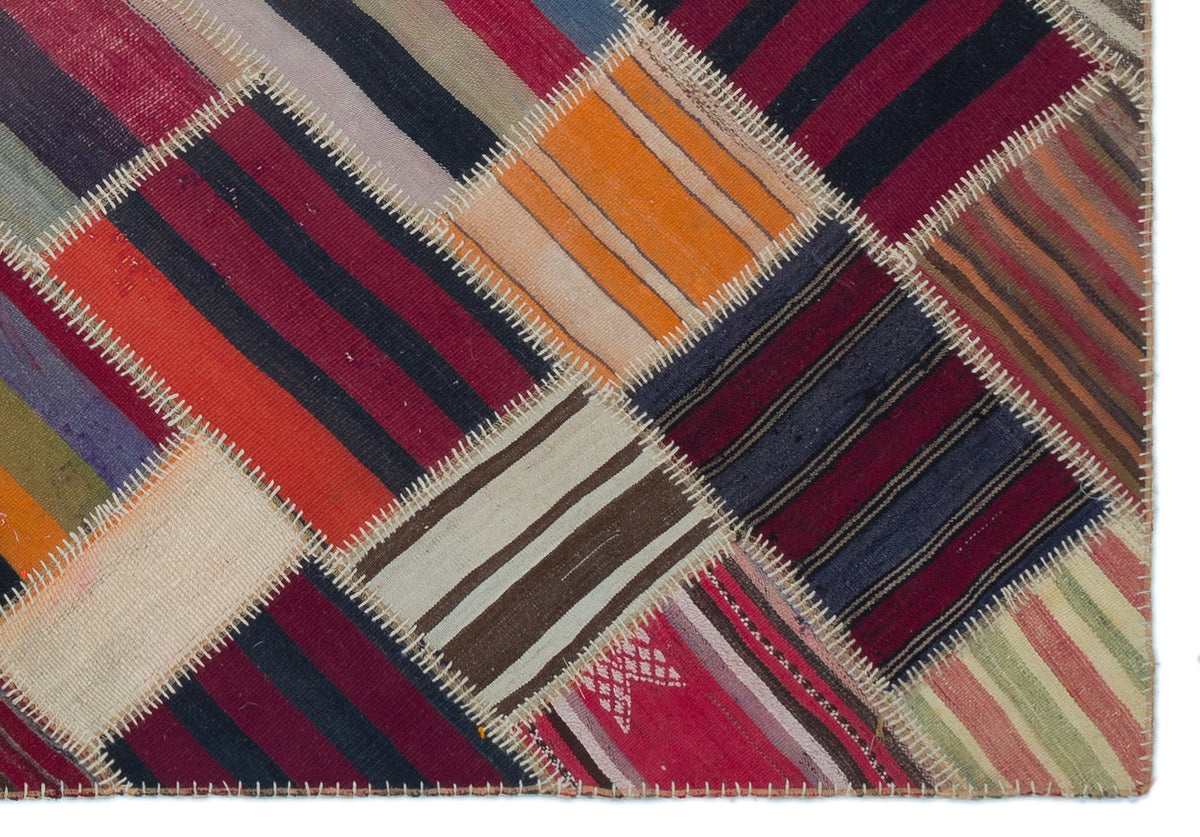 Naturel Over Dyed Kilim Patchwork Unique Rug 5&#39;2&#39;&#39; x 7&#39;5&#39;&#39; ft 157 x 227 cm