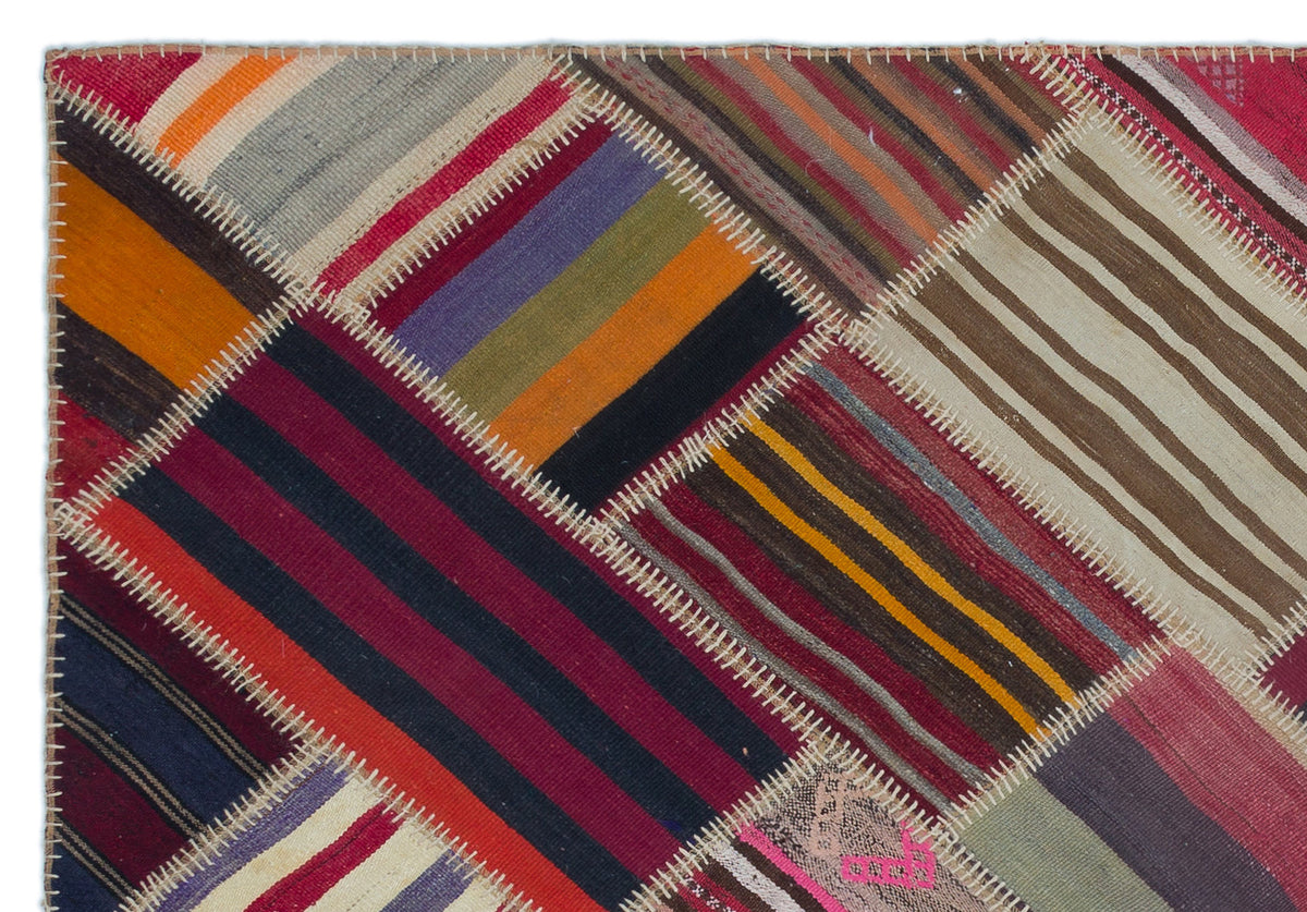 Naturel Over Dyed Kilim Patchwork Unique Rug 5&#39;2&#39;&#39; x 7&#39;5&#39;&#39; ft 157 x 227 cm