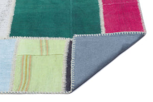Mixed Over Dyed Kilim Patchwork Unique Rug 5'1'' x 7'5'' ft 156 x 227 cm
