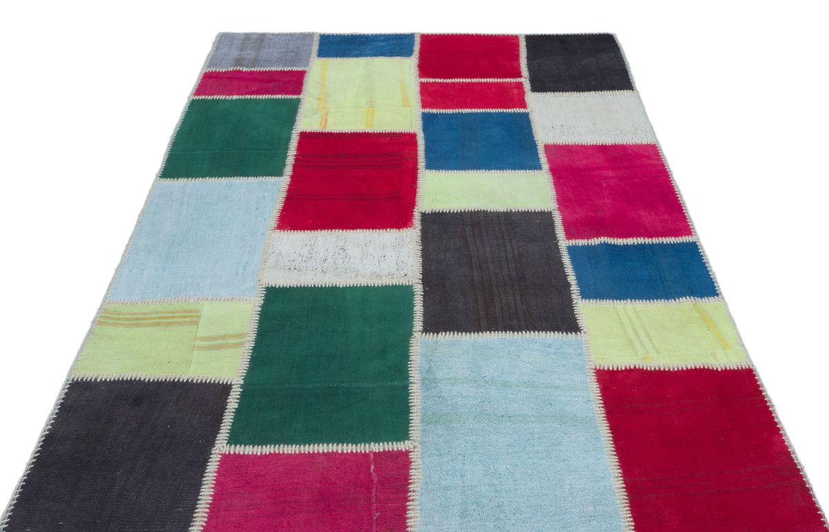 Mixed Over Dyed Kilim Patchwork Unique Rug 5&#39;1&#39;&#39; x 7&#39;5&#39;&#39; ft 156 x 227 cm