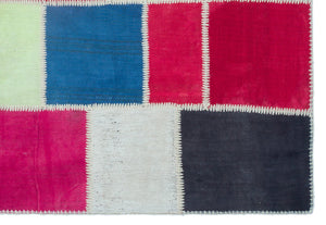 Mixed Over Dyed Kilim Patchwork Unique Rug 5'1'' x 7'5'' ft 156 x 227 cm