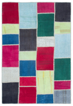 Mixed Over Dyed Kilim Patchwork Unique Rug 5'1'' x 7'5'' ft 156 x 227 cm