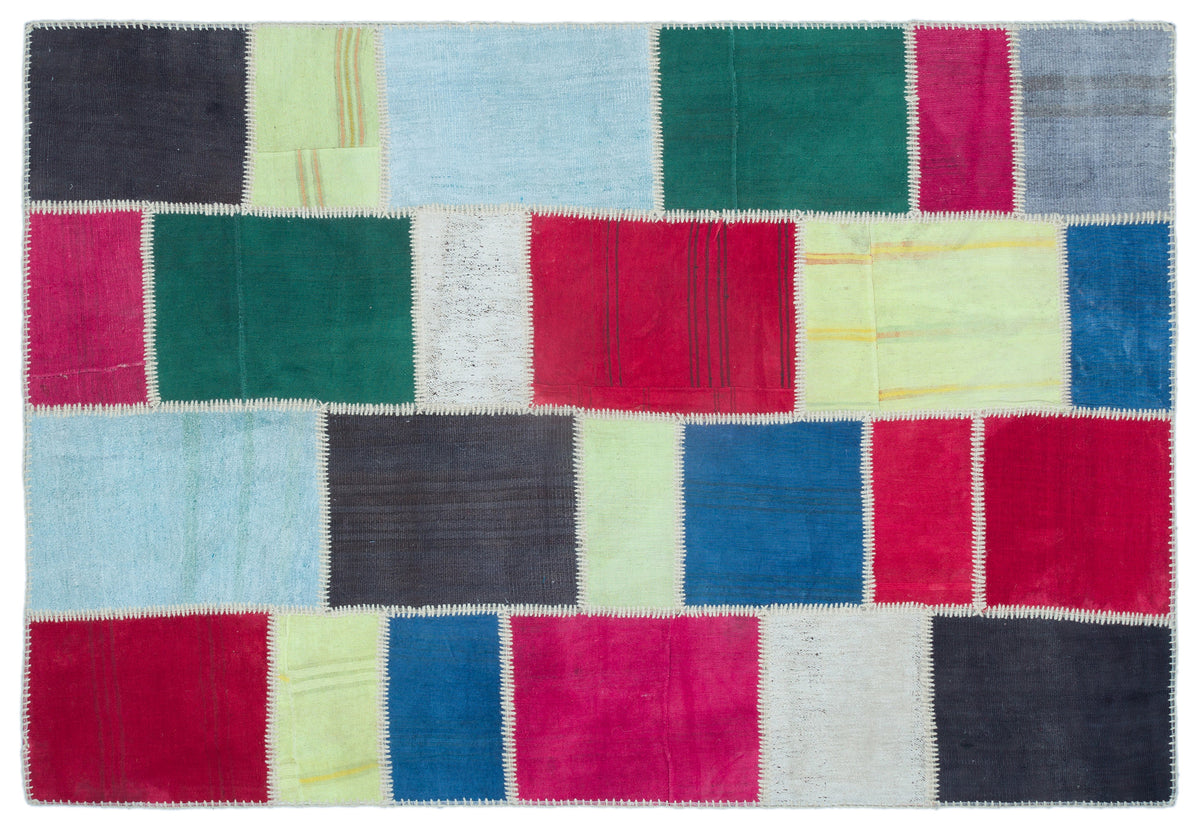 Mixed Over Dyed Kilim Patchwork Unique Rug 5&#39;1&#39;&#39; x 7&#39;5&#39;&#39; ft 156 x 227 cm