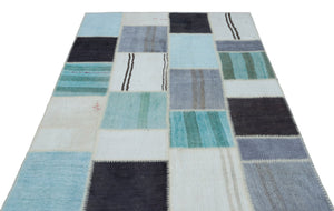 Mixed Over Dyed Kilim Patchwork Unique Rug 5'3'' x 7'7'' ft 160 x 231 cm