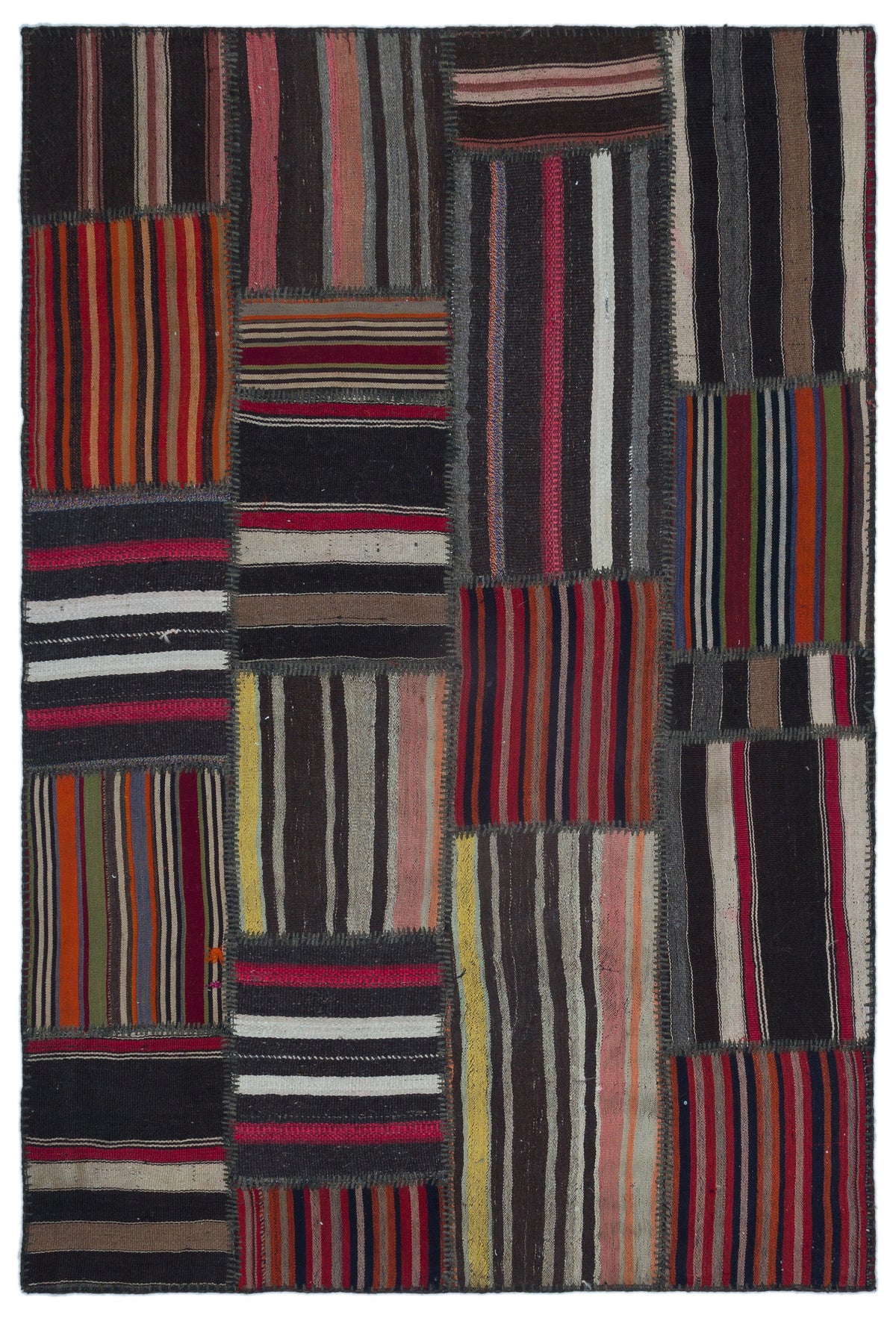 Naturel Over Dyed Kilim Patchwork Unique Rug 5&#39;1&#39;&#39; x 7&#39;8&#39;&#39; ft 156 x 233 cm