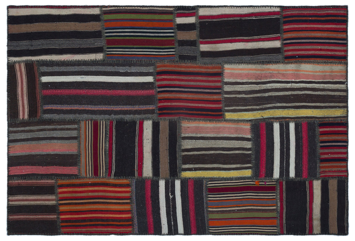 Naturel Over Dyed Kilim Patchwork Unique Rug 5&#39;1&#39;&#39; x 7&#39;8&#39;&#39; ft 156 x 233 cm