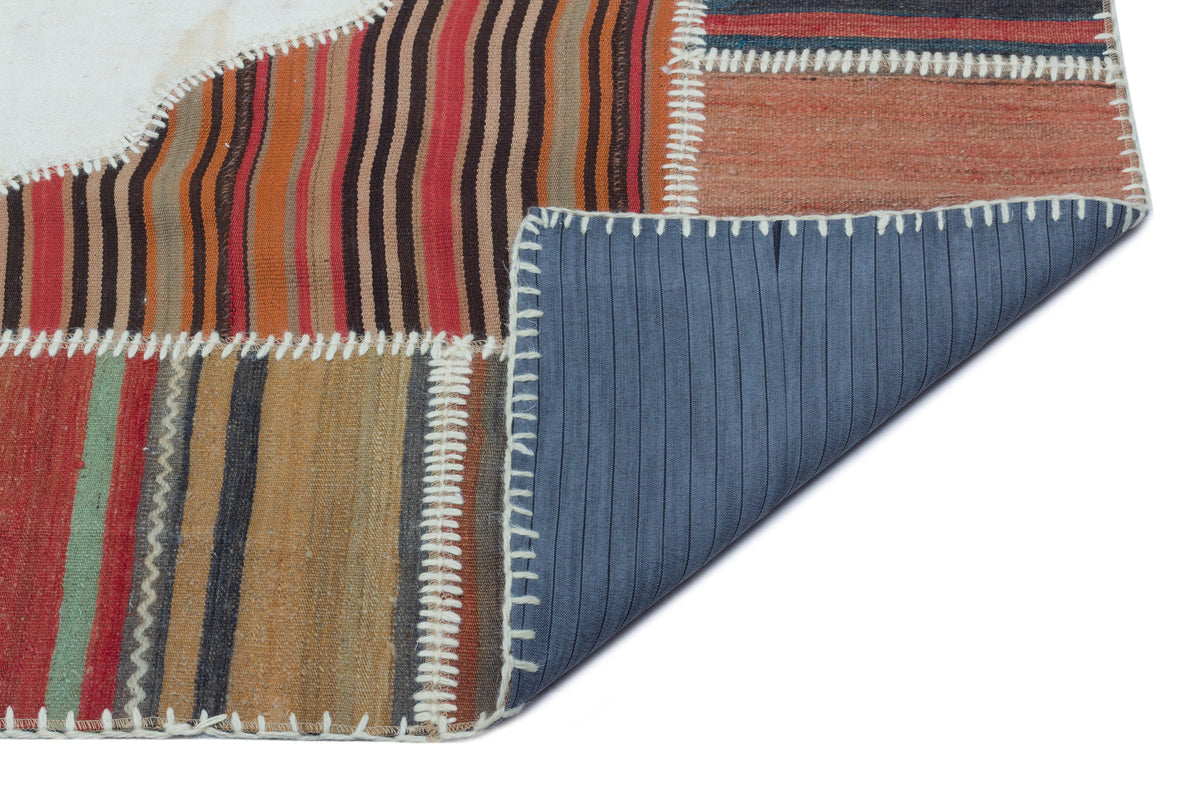 Naturel Over Dyed Kilim Patchwork Unique Rug 5&#39;1&#39;&#39; x 7&#39;7&#39;&#39; ft 155 x 232 cm