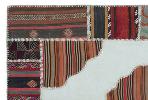Naturel Over Dyed Kilim Patchwork Unique Rug 5'1'' x 7'7'' ft 155 x 232 cm