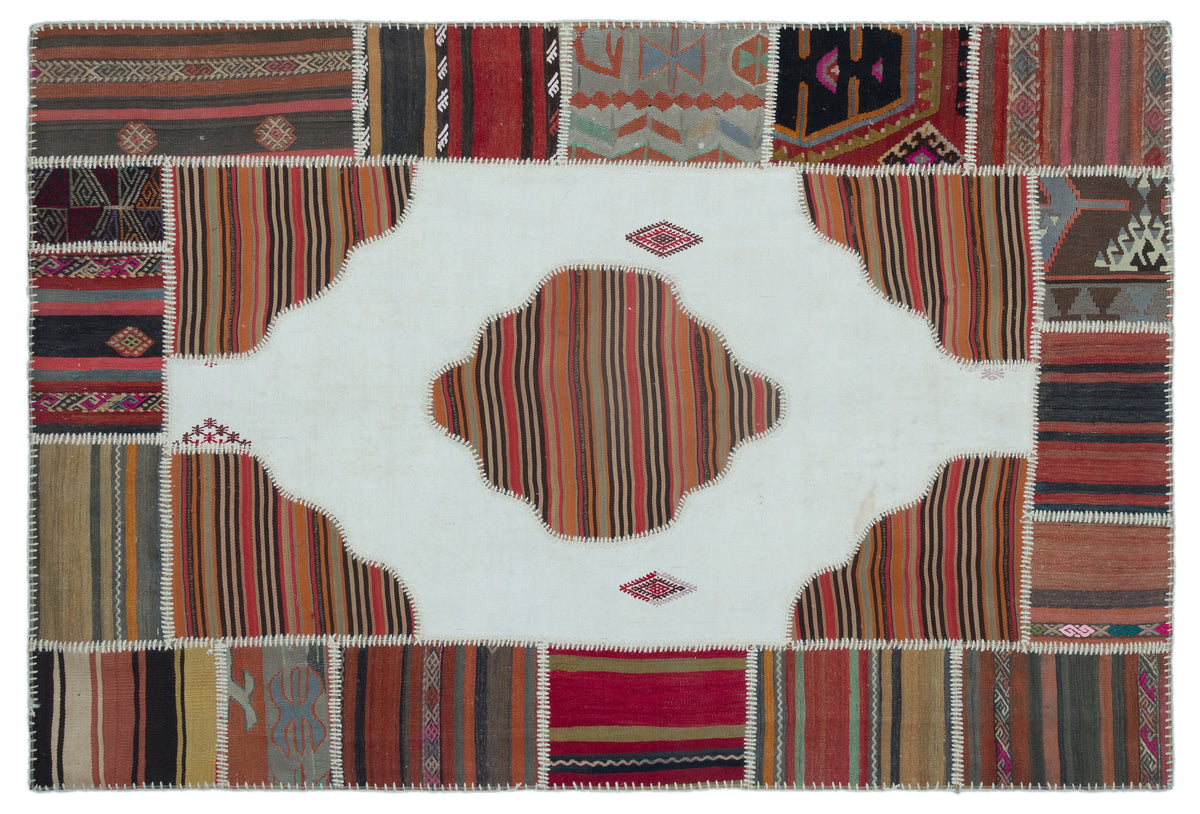 Naturel Over Dyed Kilim Patchwork Unique Rug 5&#39;1&#39;&#39; x 7&#39;7&#39;&#39; ft 155 x 232 cm