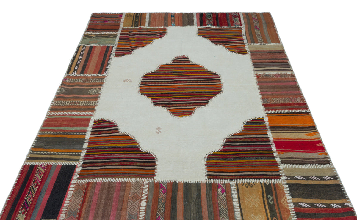 Naturel Over Dyed Kilim Patchwork Unique Rug 5&#39;3&#39;&#39; x 7&#39;5&#39;&#39; ft 161 x 227 cm