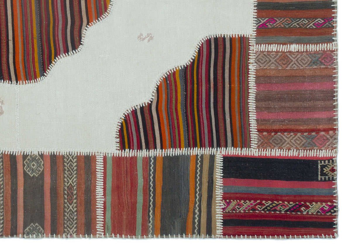 Naturel Over Dyed Kilim Patchwork Unique Rug 5&#39;3&#39;&#39; x 7&#39;5&#39;&#39; ft 161 x 227 cm