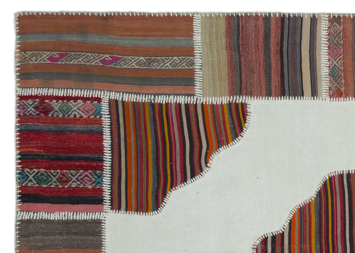 Naturel Over Dyed Kilim Patchwork Unique Rug 5&#39;3&#39;&#39; x 7&#39;5&#39;&#39; ft 161 x 227 cm