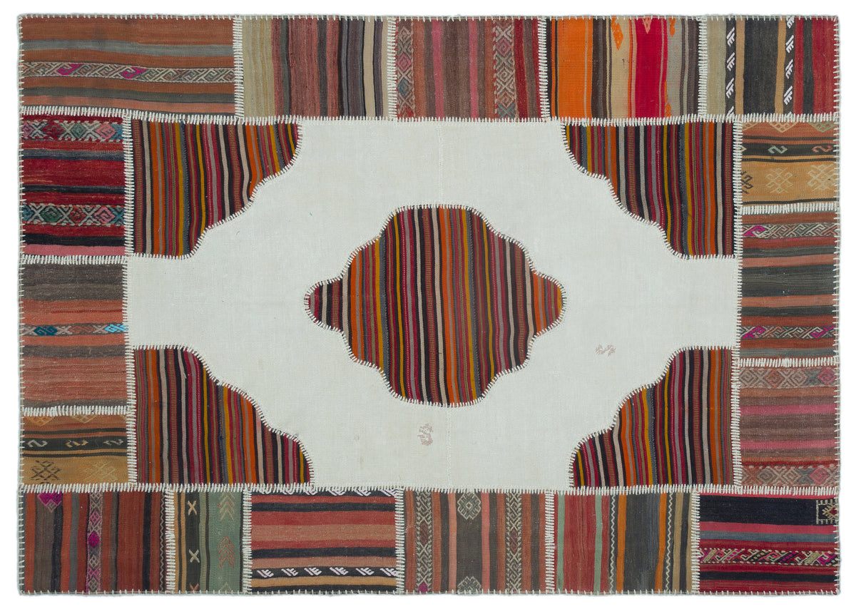 Naturel Over Dyed Kilim Patchwork Unique Rug 5&#39;3&#39;&#39; x 7&#39;5&#39;&#39; ft 161 x 227 cm