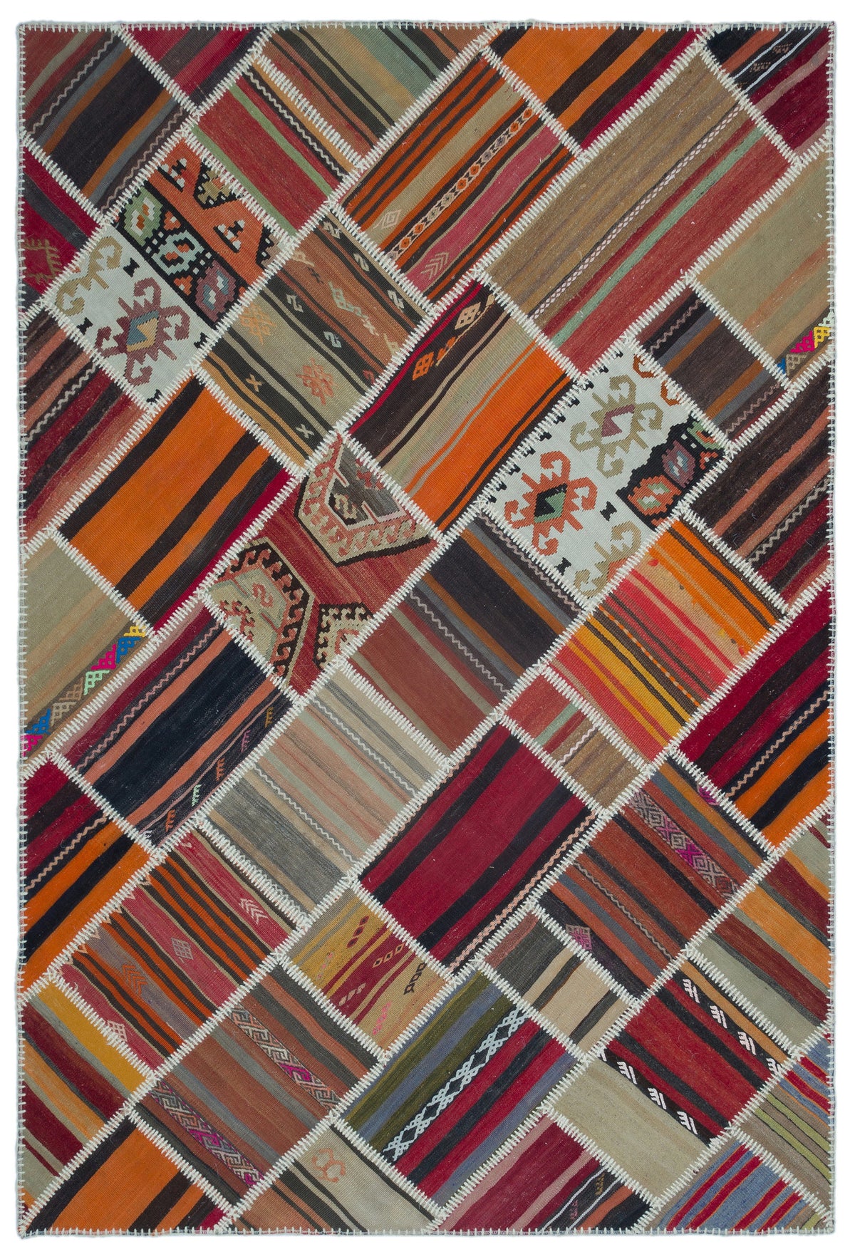 Naturel Over Dyed Kilim Patchwork Unique Rug 5&#39;3&#39;&#39; x 7&#39;10&#39;&#39; ft 160 x 238 cm