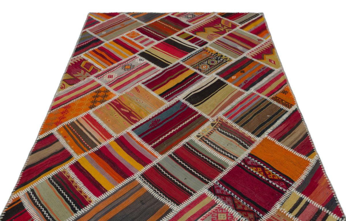 Naturel Over Dyed Kilim Patchwork Unique Rug 5&#39;1&#39;&#39; x 7&#39;8&#39;&#39; ft 156 x 234 cm