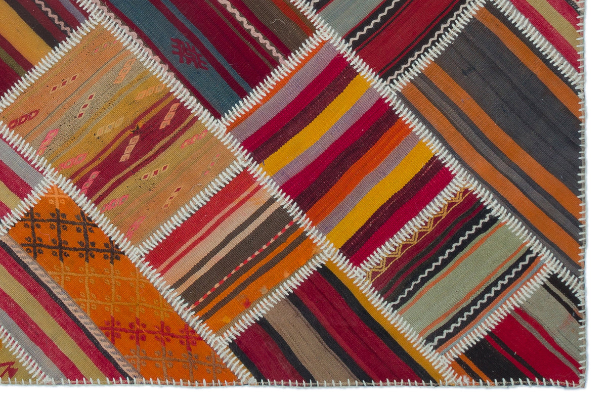 Naturel Over Dyed Kilim Patchwork Unique Rug 5&#39;1&#39;&#39; x 7&#39;8&#39;&#39; ft 156 x 234 cm