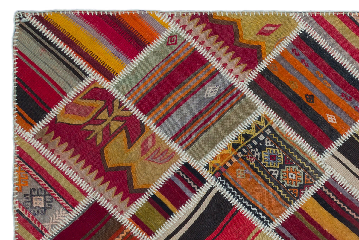 Naturel Over Dyed Kilim Patchwork Unique Rug 5&#39;1&#39;&#39; x 7&#39;8&#39;&#39; ft 156 x 234 cm