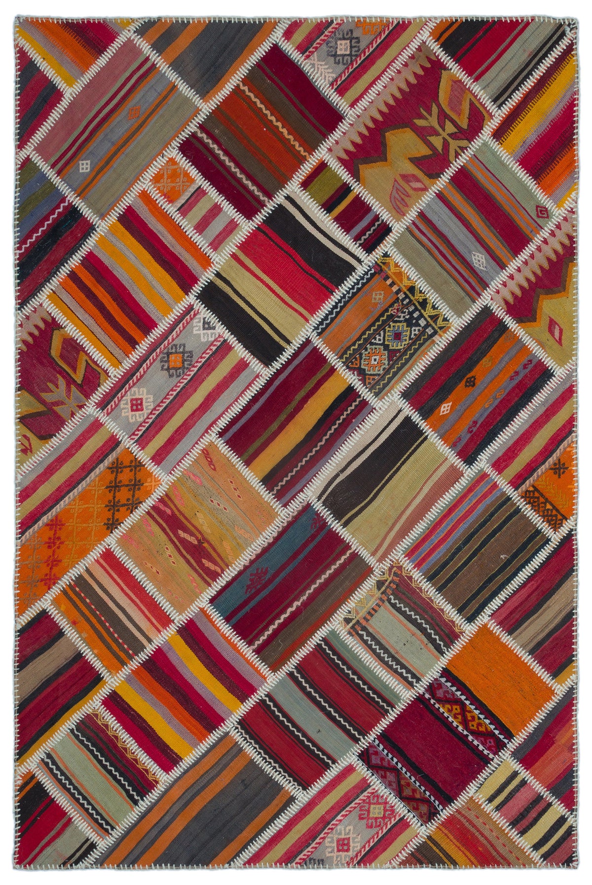 Naturel Over Dyed Kilim Patchwork Unique Rug 5&#39;1&#39;&#39; x 7&#39;8&#39;&#39; ft 156 x 234 cm