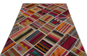 Naturel Over Dyed Kilim Patchwork Unique Rug 5'2'' x 7'7'' ft 157 x 230 cm