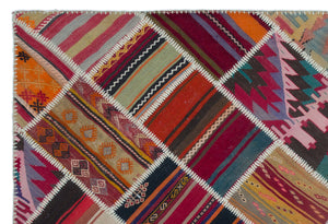 Naturel Over Dyed Kilim Patchwork Unique Rug 5'2'' x 7'7'' ft 157 x 230 cm